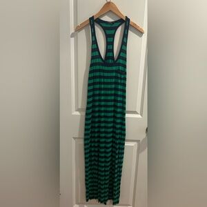 Polo by Ralph Lauren Green and Black Striped Maxi Dress